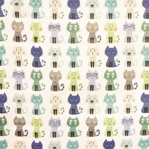 Tecido Gatos Azul